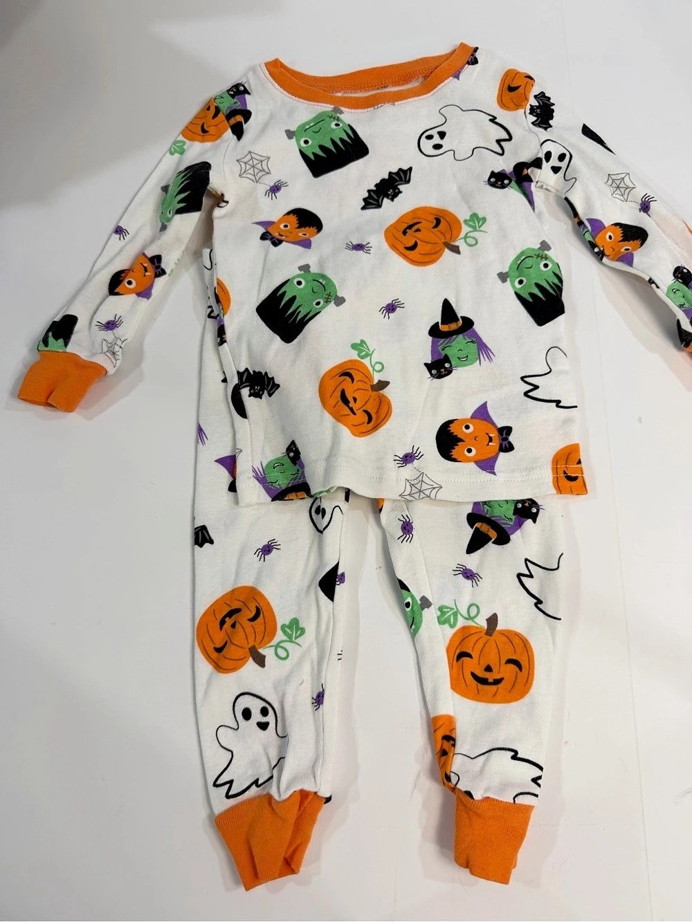 Tommy Bahama Halloween Pajama Set White & Orange Boys 12M Like New